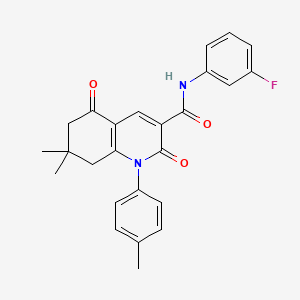 molecular formula C25H23FN2O3 B3545220 N-(3-fluorophenyl)-7,7-dimethyl-1-(4-methylphenyl)-2,5-dioxo-6,8-dihydroquinoline-3-carboxamide 