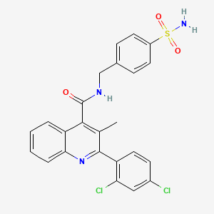 molecular formula C24H19Cl2N3O3S B3545261 N-[4-(aminosulfonyl)benzyl]-2-(2,4-dichlorophenyl)-3-methyl-4-quinolinecarboxamide 