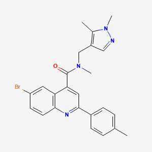 molecular formula C24H23BrN4O B3545265 6-bromo-N-[(1,5-dimethyl-1H-pyrazol-4-yl)methyl]-N-methyl-2-(4-methylphenyl)-4-quinolinecarboxamide 