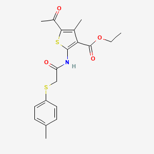 molecular formula C19H21NO4S2 B3545447 ethyl 5-acetyl-4-methyl-2-({[(4-methylphenyl)thio]acetyl}amino)-3-thiophenecarboxylate 