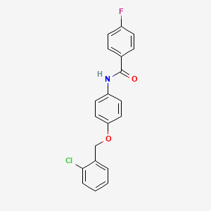 molecular formula C20H15ClFNO2 B3546805 N-{4-[(2-chlorobenzyl)oxy]phenyl}-4-fluorobenzamide 