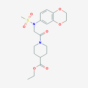 molecular formula C19H26N2O7S B3546839 ethyl 1-[N-(2,3-dihydro-1,4-benzodioxin-6-yl)-N-(methylsulfonyl)glycyl]piperidine-4-carboxylate 