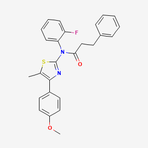 molecular formula C26H23FN2O2S B3546908 N-(2-fluorophenyl)-N-[4-(4-methoxyphenyl)-5-methyl-1,3-thiazol-2-yl]-3-phenylpropanamide 