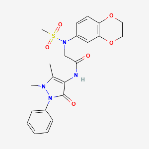 molecular formula C22H24N4O6S B3546941 N~2~-(2,3-dihydro-1,4-benzodioxin-6-yl)-N-(1,5-dimethyl-3-oxo-2-phenyl-2,3-dihydro-1H-pyrazol-4-yl)-N~2~-(methylsulfonyl)glycinamide 