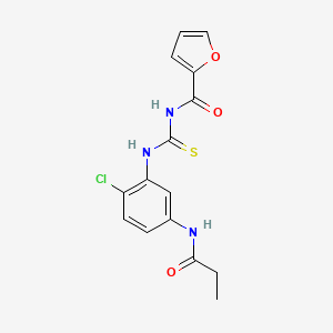 molecular formula C15H14ClN3O3S B3546977 N-({[2-chloro-5-(propionylamino)phenyl]amino}carbonothioyl)-2-furamide 