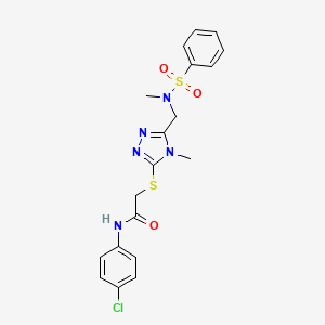 molecular formula C19H20ClN5O3S2 B3546981 N-(4-chlorophenyl)-2-[(4-methyl-5-{[methyl(phenylsulfonyl)amino]methyl}-4H-1,2,4-triazol-3-yl)thio]acetamide 