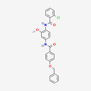 molecular formula C28H23ClN2O4 B3547004 N-(4-{[4-(benzyloxy)benzoyl]amino}-2-methoxyphenyl)-2-chlorobenzamide 