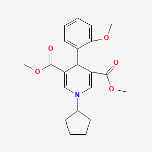 molecular formula C21H25NO5 B3547011 dimethyl 1-cyclopentyl-4-(2-methoxyphenyl)-1,4-dihydro-3,5-pyridinedicarboxylate 