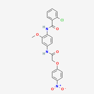 molecular formula C22H18ClN3O6 B3547019 2-chloro-N-(2-methoxy-4-{[(4-nitrophenoxy)acetyl]amino}phenyl)benzamide 