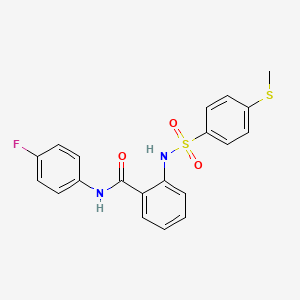 molecular formula C20H17FN2O3S2 B3547198 N-(4-fluorophenyl)-2-[(4-methylsulfanylphenyl)sulfonylamino]benzamide 