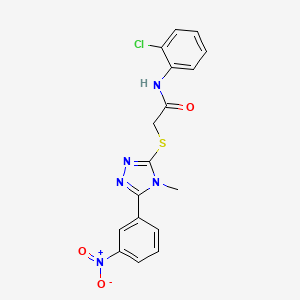 molecular formula C17H14ClN5O3S B3547210 N-(2-chlorophenyl)-2-{[4-methyl-5-(3-nitrophenyl)-4H-1,2,4-triazol-3-yl]thio}acetamide 