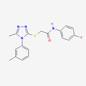 molecular formula C18H17FN4OS B3547316 N-(4-fluorophenyl)-2-[[5-methyl-4-(3-methylphenyl)-1,2,4-triazol-3-yl]sulfanyl]acetamide 