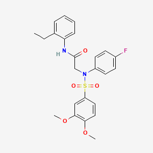 molecular formula C24H25FN2O5S B3547345 N~2~-[(3,4-dimethoxyphenyl)sulfonyl]-N~1~-(2-ethylphenyl)-N~2~-(4-fluorophenyl)glycinamide 