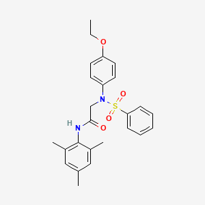 molecular formula C25H28N2O4S B3547405 N~2~-(4-ethoxyphenyl)-N~1~-mesityl-N~2~-(phenylsulfonyl)glycinamide 