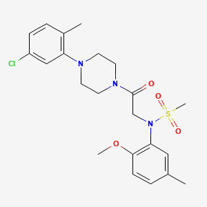 molecular formula C22H28ClN3O4S B3547427 N-{2-[4-(5-Chloro-2-methyl-phenyl)-piperazin-1-yl]-2-oxo-ethyl}-N-(2-methoxy-5-methyl-phenyl)-methanesulfonamide 