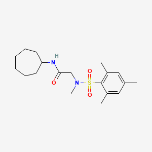 molecular formula C19H30N2O3S B3547549 N-cycloheptyl-N~2~-methyl-N~2~-[(2,4,6-trimethylphenyl)sulfonyl]glycinamide 