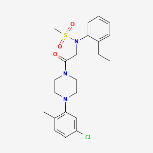 molecular formula C22H28ClN3O3S B3547560 N-{2-[4-(5-Chloro-2-methyl-phenyl)-piperazin-1-yl]-2-oxo-ethyl}-N-(2-ethyl-phenyl)-methanesulfonamide 