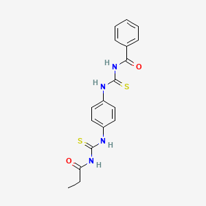 molecular formula C18H18N4O2S2 B3547635 N-{[(4-{[(propionylamino)carbonothioyl]amino}phenyl)amino]carbonothioyl}benzamide 