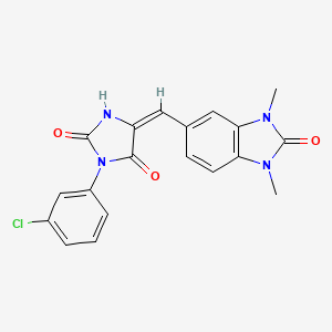 molecular formula C19H15ClN4O3 B3547682 (5E)-3-(3-chlorophenyl)-5-[(1,3-dimethyl-2-oxo-2,3-dihydro-1H-benzimidazol-5-yl)methylidene]imidazolidine-2,4-dione 