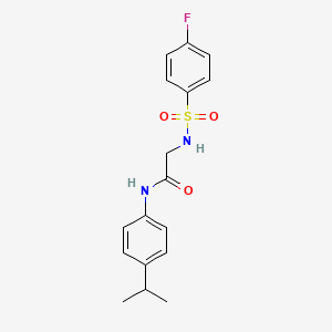 molecular formula C17H19FN2O3S B3547854 N~2~-[(4-fluorophenyl)sulfonyl]-N~1~-(4-isopropylphenyl)glycinamide 
