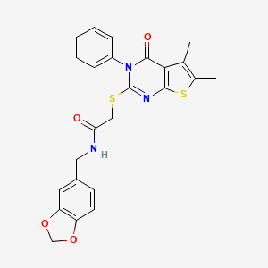 molecular formula C24H21N3O4S2 B3547873 N-(1,3-benzodioxol-5-ylmethyl)-2-(5,6-dimethyl-4-oxo-3-phenylthieno[2,3-d]pyrimidin-2-yl)sulfanylacetamide 