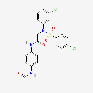 molecular formula C22H19Cl2N3O4S B3547922 N~1~-[4-(acetylamino)phenyl]-N~2~-(3-chlorophenyl)-N~2~-[(4-chlorophenyl)sulfonyl]glycinamide 