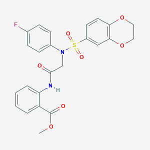 molecular formula C24H21FN2O7S B3548115 methyl 2-{[N-(2,3-dihydro-1,4-benzodioxin-6-ylsulfonyl)-N-(4-fluorophenyl)glycyl]amino}benzoate 