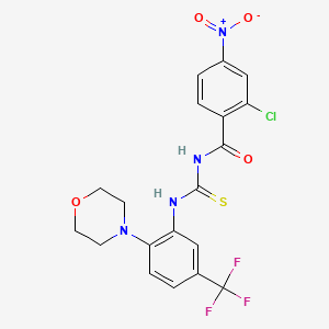 molecular formula C19H16ClF3N4O4S B3548165 2-chloro-N-{[2-(morpholin-4-yl)-5-(trifluoromethyl)phenyl]carbamothioyl}-4-nitrobenzamide 