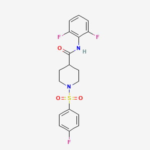 molecular formula C18H17F3N2O3S B3548178 N-(2,6-difluorophenyl)-1-[(4-fluorophenyl)sulfonyl]piperidine-4-carboxamide 