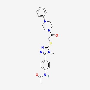 molecular formula C23H26N6O2S B3548243 N-[4-(4-METHYL-5-{[2-OXO-2-(4-PHENYLPIPERAZIN-1-YL)ETHYL]SULFANYL}-1,2,4-TRIAZOL-3-YL)PHENYL]ACETAMIDE 