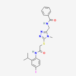 molecular formula C22H24IN5O2S B3548362 N-({5-[(2-{[4-iodo-2-(propan-2-yl)phenyl]amino}-2-oxoethyl)sulfanyl]-4-methyl-4H-1,2,4-triazol-3-yl}methyl)benzamide 