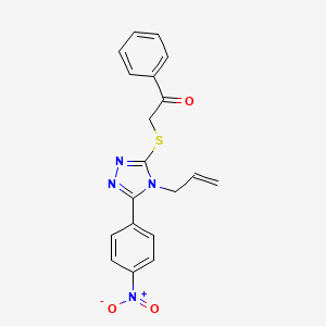 molecular formula C19H16N4O3S B3548534 2-{[5-(4-nitrophenyl)-4-(prop-2-en-1-yl)-4H-1,2,4-triazol-3-yl]sulfanyl}-1-phenylethanone 