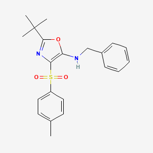 molecular formula C21H24N2O3S B3548620 N-benzyl-2-tert-butyl-4-(4-methylphenyl)sulfonyl-1,3-oxazol-5-amine 