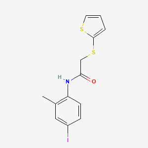 molecular formula C13H12INOS2 B3548631 N-(4-iodo-2-methylphenyl)-2-thiophen-2-ylsulfanylacetamide 