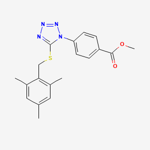 molecular formula C19H20N4O2S B3548673 METHYL 4-(5-{[(2,4,6-TRIMETHYLPHENYL)METHYL]SULFANYL}-1H-1,2,3,4-TETRAZOL-1-YL)BENZOATE 