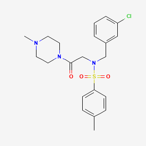 molecular formula C21H26ClN3O3S B3548703 N-(3-chlorobenzyl)-4-methyl-N-[2-(4-methylpiperazin-1-yl)-2-oxoethyl]benzenesulfonamide 
