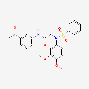molecular formula C24H24N2O6S B3548711 N-(3-acetylphenyl)-N~2~-(3,4-dimethoxyphenyl)-N~2~-(phenylsulfonyl)glycinamide 