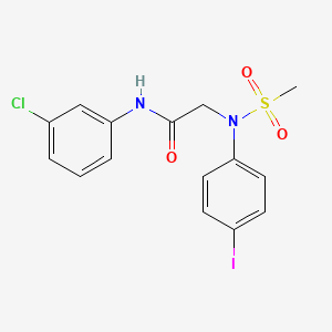 molecular formula C15H14ClIN2O3S B3548755 N-(3-chlorophenyl)-N~2~-(4-iodophenyl)-N~2~-(methylsulfonyl)glycinamide 