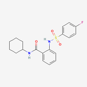 molecular formula C19H21FN2O3S B3548782 N-cyclohexyl-2-[(4-fluorophenyl)sulfonylamino]benzamide 