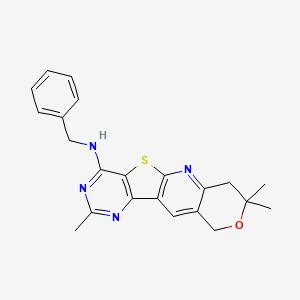 molecular formula C22H22N4OS B3548812 N-benzyl-5,5,13-trimethyl-6-oxa-17-thia-2,12,14-triazatetracyclo[8.7.0.03,8.011,16]heptadeca-1,3(8),9,11,13,15-hexaen-15-amine 