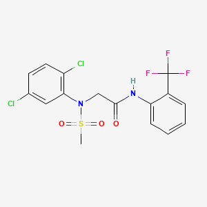 molecular formula C16H13Cl2F3N2O3S B3548815 N~2~-(2,5-dichlorophenyl)-N~2~-(methylsulfonyl)-N-[2-(trifluoromethyl)phenyl]glycinamide 