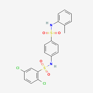 molecular formula C19H16Cl2N2O4S2 B3548826 2,5-dichloro-N-(4-{[(2-methylphenyl)amino]sulfonyl}phenyl)benzenesulfonamide 
