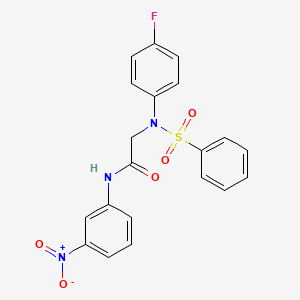 molecular formula C20H16FN3O5S B3548833 N~2~-(4-fluorophenyl)-N~1~-(3-nitrophenyl)-N~2~-(phenylsulfonyl)glycinamide 