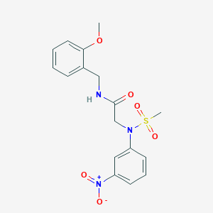 molecular formula C17H19N3O6S B3548853 N-[(2-methoxyphenyl)methyl]-2-(N-methylsulfonyl-3-nitroanilino)acetamide 
