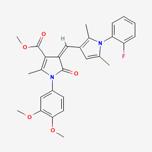 molecular formula C28H27FN2O5 B3548858 methyl (4Z)-1-(3,4-dimethoxyphenyl)-4-{[1-(2-fluorophenyl)-2,5-dimethyl-1H-pyrrol-3-yl]methylidene}-2-methyl-5-oxo-4,5-dihydro-1H-pyrrole-3-carboxylate 