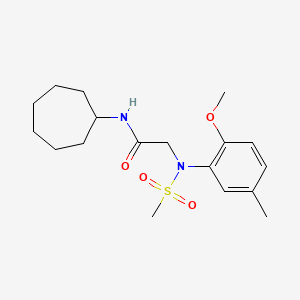 molecular formula C18H28N2O4S B3548867 N~1~-cycloheptyl-N~2~-(2-methoxy-5-methylphenyl)-N~2~-(methylsulfonyl)glycinamide 