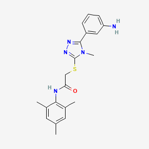 molecular formula C20H23N5OS B3548889 2-{[5-(3-aminophenyl)-4-methyl-4H-1,2,4-triazol-3-yl]sulfanyl}-N-(2,4,6-trimethylphenyl)acetamide 