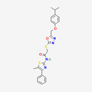 molecular formula C24H24N4O3S2 B3548897 N-(5-methyl-4-phenyl-1,3-thiazol-2-yl)-2-[(5-{[4-(propan-2-yl)phenoxy]methyl}-1,3,4-oxadiazol-2-yl)sulfanyl]acetamide 