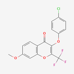 molecular formula C17H10ClF3O4 B3548936 3-(4-chlorophenoxy)-7-methoxy-2-(trifluoromethyl)-4H-chromen-4-one 