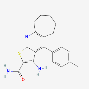 molecular formula C20H21N3OS B3549008 3-amino-4-(4-methylphenyl)-6,7,8,9-tetrahydro-5H-cyclohepta[b]thieno[3,2-e]pyridine-2-carboxamide 